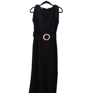 Vintage Black Maxi Dress with Belt